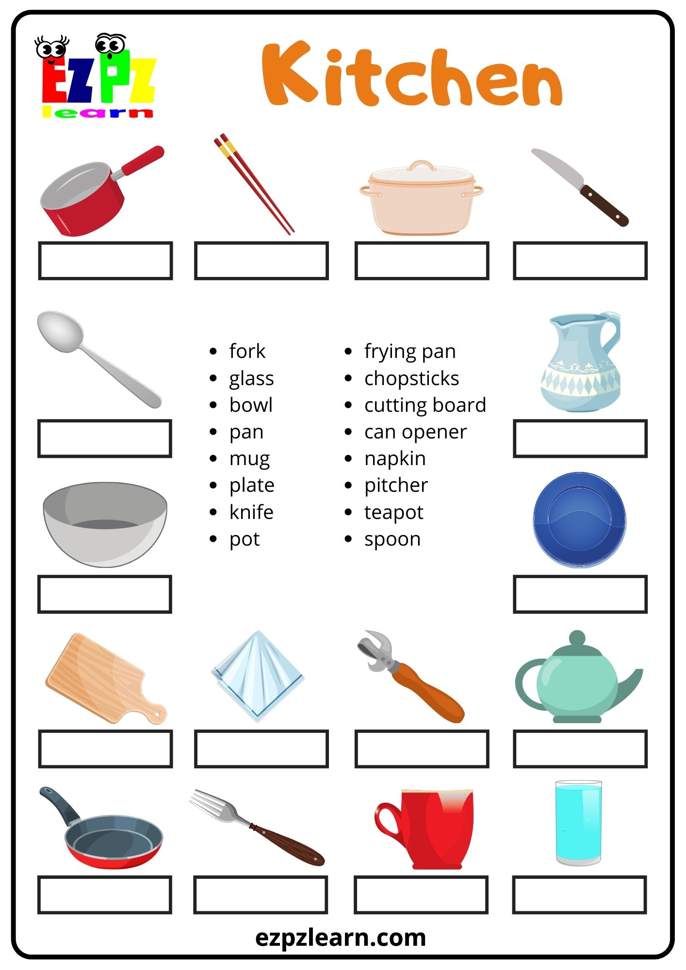 Kitchen Set 2 Word Match 